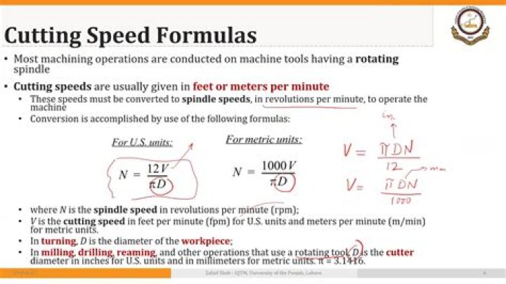 What is the formula for RPM on a lathe?